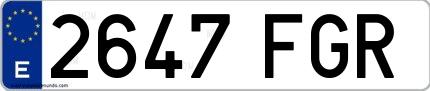 Ejemplo de matrícula española 2647 FGR