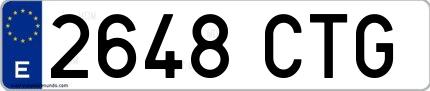 Ejemplo de matrícula española 2648 CTG