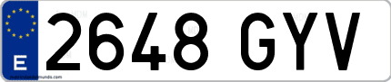 Ejemplo de matrícula de coche ordinaria 2648 GYV