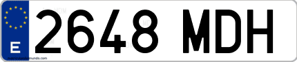 Ejemplo de matrícula de coche ordinaria 2648 MDH