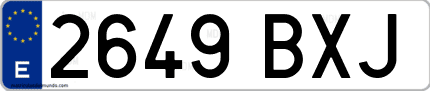 Ejemplo de matrícula de coche ordinaria 2649 BXJ