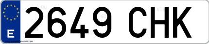 Ejemplo de matrícula española 2649 CHK