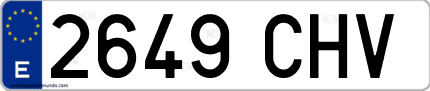 Ejemplo de matrícula de coche ordinaria 2649 CHV