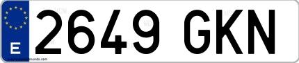 Ejemplo de matrícula española 2649 GKN