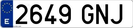 Ejemplo de matrícula española 2649 GNJ