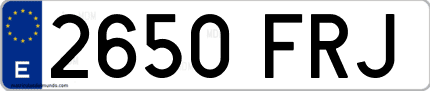 Ejemplo de matrícula de coche ordinaria 2650 FRJ