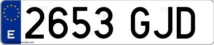 Ejemplo de matrícula española 2653 GJD