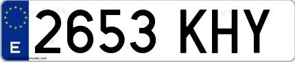 Ejemplo de matrícula española 2653 KHY