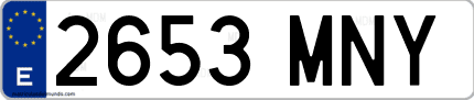 Ejemplo de matrícula de coche ordinaria 2653 MNY