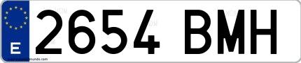 Ejemplo de matrícula española 2654 BMH