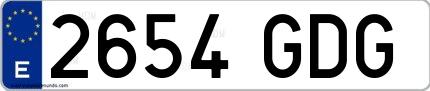 Ejemplo de matrícula española 2654 GDG
