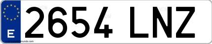 Ejemplo de matrícula española 2654 LNZ