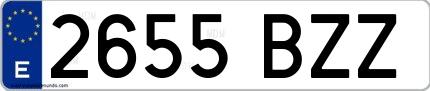 Ejemplo de matrícula española 2655 BZZ