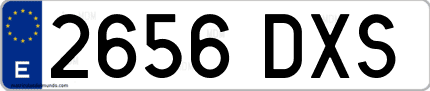 Ejemplo de matrícula de coche ordinaria 2656 DXS
