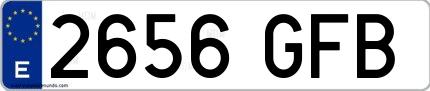 Ejemplo de matrícula española 2656 GFB