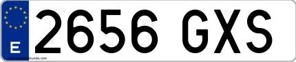 Ejemplo de matrícula española 2656 GXS