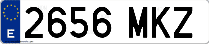 Ejemplo de matrícula de coche ordinaria 2656 MKZ