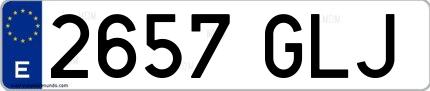 Ejemplo de matrícula española 2657 GLJ