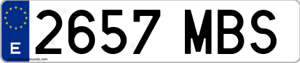 Ejemplo de matrícula de coche ordinaria 2657 MBS