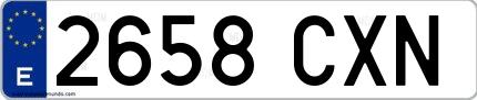 Ejemplo de matrícula española 2658 CXN