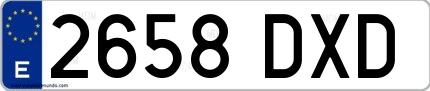 Ejemplo de matrícula española 2658 DXD