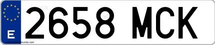 Ejemplo de matrícula española 2658 MCK