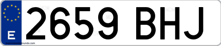 Ejemplo de matrícula de coche ordinaria 2659 BHJ