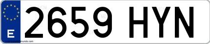 Ejemplo de matrícula española 2659 HYN