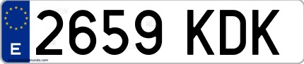 Ejemplo de matrícula de coche ordinaria 2659 KDK