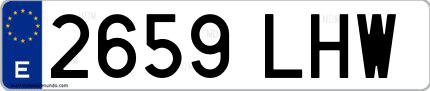 Ejemplo de matrícula española 2659 LHW