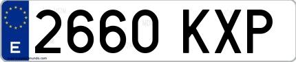 Ejemplo de matrícula española 2660 KXP