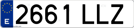 Ejemplo de matrícula de coche ordinaria 2661 LLZ