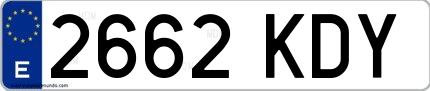 Ejemplo de matrícula española 2662 KDY