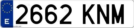 Ejemplo de matrícula española 2662 KNM