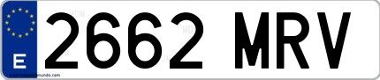 Ejemplo de matrícula española 2662 MRV