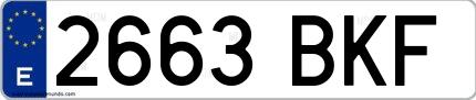 Ejemplo de matrícula española 2663 BKF