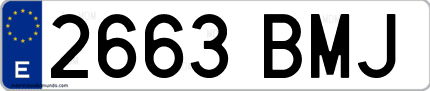 Ejemplo de matrícula de coche ordinaria 2663 BMJ