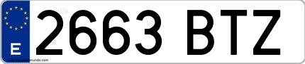 Ejemplo de matrícula española 2663 BTZ