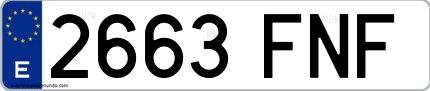 Ejemplo de matrícula española 2663 FNF