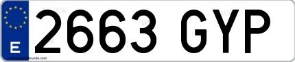 Ejemplo de matrícula española 2663 GYP