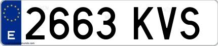 Ejemplo de matrícula española 2663 KVS