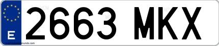 Ejemplo de matrícula española 2663 MKX