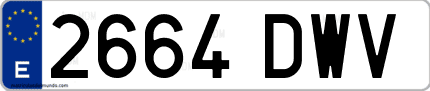Ejemplo de matrícula de coche ordinaria 2664 DWV