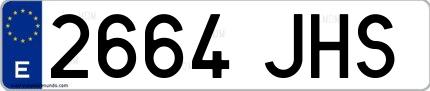 Ejemplo de matrícula española 2664 JHS