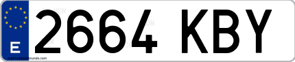 Ejemplo de matrícula de coche ordinaria 2664 KBY