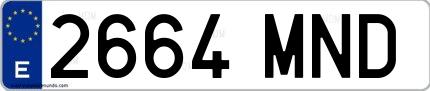 Ejemplo de matrícula española 2664 MND