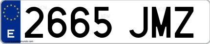 Ejemplo de matrícula española 2665 JMZ