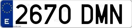 Ejemplo de matrícula española 2670 DMN