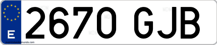 Ejemplo de matrícula de coche ordinaria 2670 GJB