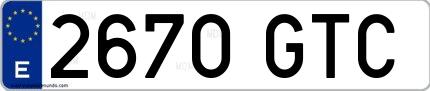 Ejemplo de matrícula española 2670 GTC